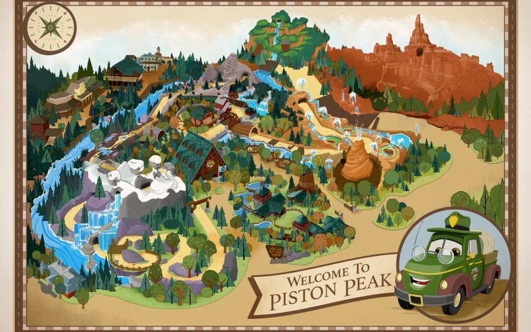 First Look at Fun Map of Piston Peak Cars Land Replacing Rivers of America in Magic Kingdom